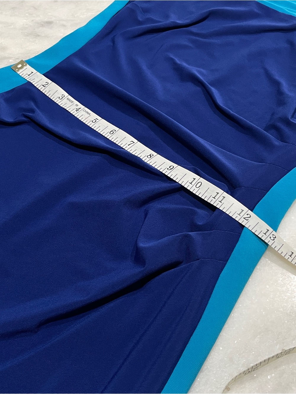 Chaps Blue & Turquoise Color Block Ruched Sheath Dress XS - Picture 9 of 17
